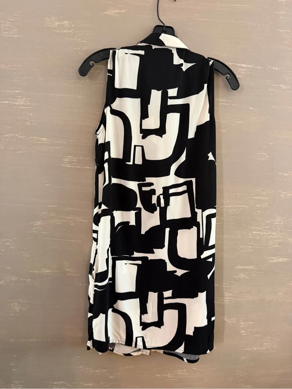 Vintage DG Dolce & Gabbana Black and White Button Geometric sleeveless dress S